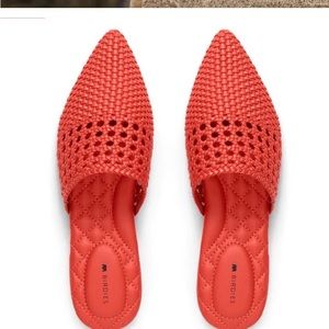 Birdies The Dove Woven Pointed Toe Coral Flat Mules